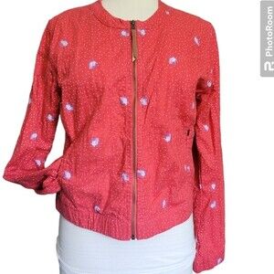 OBEY PROPAGANDA RED ZIP FRONT JACKET - L